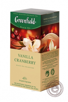 Чай GREENFIELD "Vanilla Cranberry" (клюква-ваниль) черный 25 пакетов
