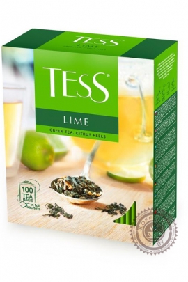 Чай TESS "Lime" (лимон+шиповник) 100 пак зелёный