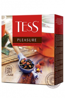 Чай TESS "Pleasure" (шиповник+яблоко+тропические фрукты) 100 пак чёрный